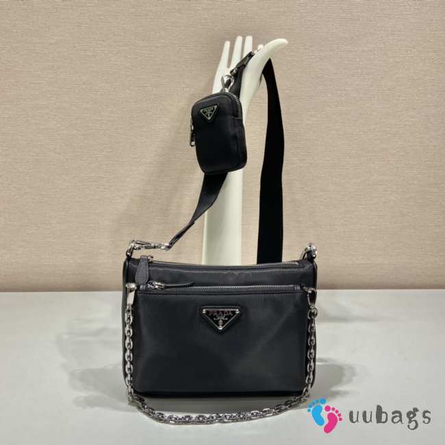 Uubags Prada 1BH168 Re-Edition 2005 Re-Nylon Mini Shoulder Bag with Detachable Pouch In Black - 1