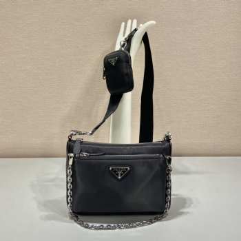 Uubags Prada 1BH168 Re-Edition 2005 Re-Nylon Mini Shoulder Bag with Detachable Pouch In Black
