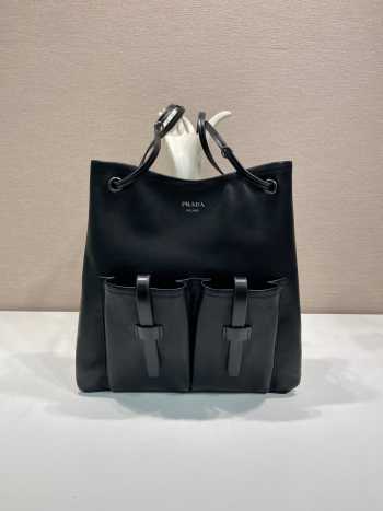 Uubags Prada 1BC293 large leather bag in black 34x35cm