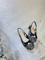Uubags Dior Ballet Slingback Pump Black Tweed with White Microcannage Motif - 4