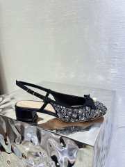 Uubags Dior Ballet Slingback Pump Black Tweed with White Microcannage Motif - 3