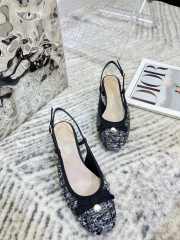Uubags Dior Ballet Slingback Pump Black Tweed with White Microcannage Motif - 2