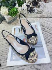 Uubags Dior Ballet Slingback Pump Beige Tweed with White Microcannage Motif - 1