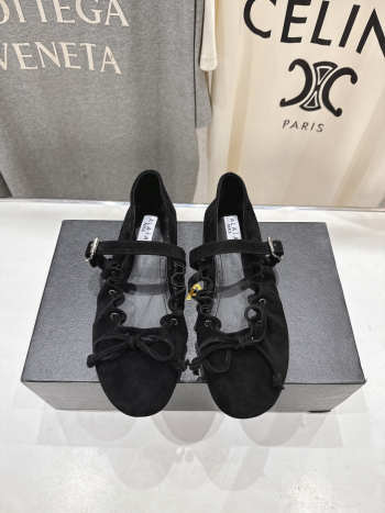 Uubags Alaïa Lace-Up Ballet Flats In Black Suede 