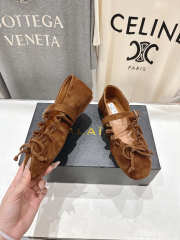 Uubags Alaïa Lace-Up Ballet Flats In Brown Suede - 4