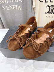 Uubags Alaïa Lace-Up Ballet Flats In Brown Suede - 2