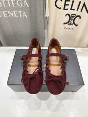 Uubags Alaïa Lace-Up Ballet Flats In Burgundy Suede - 1