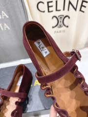 Uubags Alaïa Lace-Up Ballet Flats In Burgundy Suede - 4