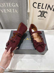 Uubags Alaïa Lace-Up Ballet Flats In Burgundy Suede - 2