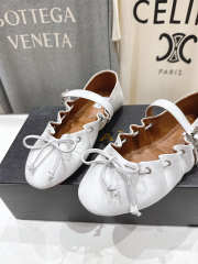 Uubags Alaïa Lace-Up Ballet Flats In White Calfskin - 4