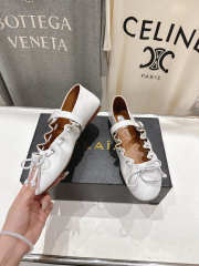 Uubags Alaïa Lace-Up Ballet Flats In White Calfskin - 5