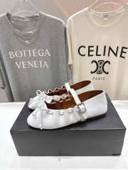 Uubags Alaïa Lace-Up Ballet Flats In White Calfskin - 6