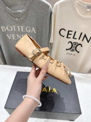 Uubags Alaïa Lace-Up Ballet Flats In Beige Calfskin - 6