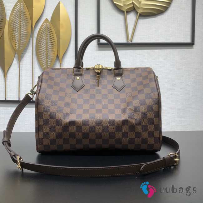 Uubags Louis Vuitton N40575 Speedy Bandoulière 25 Bag Damier Ebene Canvas Material 30x21x17cm - 1