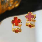 Uubags Van Cleef & Arpels Vintage Alhambra earrings 18K yellow gold, Carnelian - 5