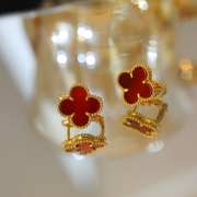 Uubags Van Cleef & Arpels Vintage Alhambra earrings 18K yellow gold, Carnelian - 4