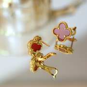 Uubags Van Cleef & Arpels Vintage Alhambra earrings 18K yellow gold, Carnelian - 2