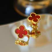 Uubags Van Cleef & Arpels Vintage Alhambra earrings 18K yellow gold, Carnelian - 3