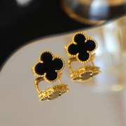 Uubags Van Cleef & Arpels Vintage Alhambra Earrings Yellow Gold & Onyx - 3
