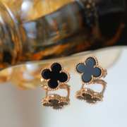 Uubags Van Cleef & Arpels Vintage Alhambra Earrings Yellow Gold & Onyx - 2