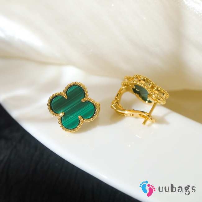 Uubags Van Cleef & Arpels Vintage Alhambra earrings 18K yellow gold, Malachite - 1