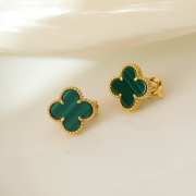 Uubags Van Cleef & Arpels Vintage Alhambra earrings 18K yellow gold, Malachite - 6