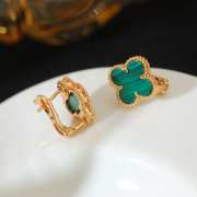 Uubags Van Cleef & Arpels Vintage Alhambra earrings 18K yellow gold, Malachite - 5