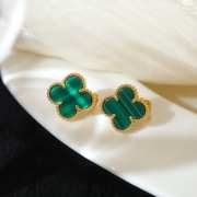 Uubags Van Cleef & Arpels Vintage Alhambra earrings 18K yellow gold, Malachite - 3