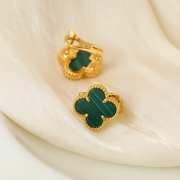 Uubags Van Cleef & Arpels Vintage Alhambra earrings 18K yellow gold, Malachite - 2