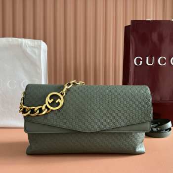 Uubags Gucci large shoulder bag with chain sage green GG leather 36x19.5x9.5cm