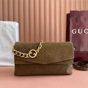 Uubags Gucci large shoulder bag with chain brown GG suede 36x19.5x9.5cm - 1