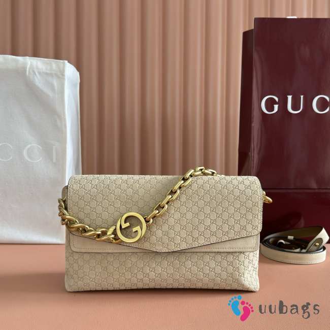 Uubags Gucci medium shoulder bag with chain beige GG suede 28x16x7cm - 1