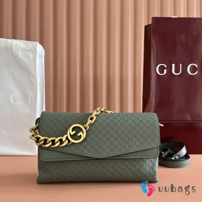 Uubags Gucci medium shoulder bag with chain sage green GG leather 28x16x7cm - 1