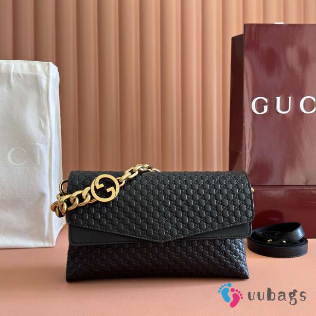 Uubags Gucci medium shoulder bag with chain black GG leather 28x16x7cm - 1