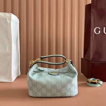 Uubags Gucci Vanity small top handle bag icy blue GG canvas 19x10x9cm