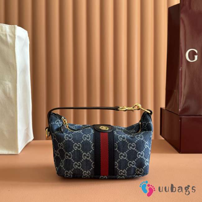 Uubags Gucci Vanity small top handle bag blue and white GG denim 19x10x9cm - 1