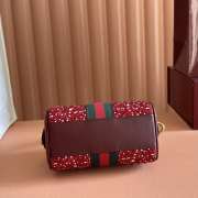 Uubags Gucci Ophidia crystal boston-shaped charm rosso ancora red GG canvas bag 16.5x10x9cm - 6
