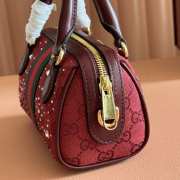 Uubags Gucci Ophidia crystal boston-shaped charm rosso ancora red GG canvas bag 16.5x10x9cm - 5