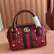 Uubags Gucci Ophidia crystal boston-shaped charm rosso ancora red GG canvas bag 16.5x10x9cm - 4