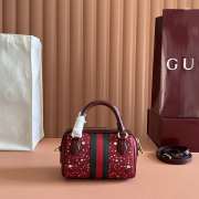 Uubags Gucci Ophidia crystal boston-shaped charm rosso ancora red GG canvas bag 16.5x10x9cm - 2