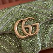 Uubags Gucci GG Marmont crystals small bag pale mint green matelassé chevron nubuck leather with crystals 22x12.5x6cm - 5