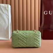 Uubags Gucci GG Marmont crystals small bag pale mint green matelassé chevron nubuck leather with crystals 22x12.5x6cm - 3