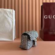 Uubags Gucci GG Marmont crystals small bag grey matelassé chevron nubuck leather with crystals 22x12.5x6cm - 6