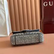 Uubags Gucci GG Marmont crystals small bag grey matelassé chevron nubuck leather with crystals 22x12.5x6cm - 5