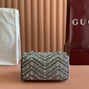 Uubags Gucci GG Marmont crystals small bag grey matelassé chevron nubuck leather with crystals 22x12.5x6cm - 3