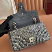 Uubags Gucci GG Marmont crystals small bag grey matelassé chevron nubuck leather with crystals 22x12.5x6cm - 4