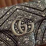 Uubags Gucci GG Marmont crystals small bag grey matelassé chevron nubuck leather with crystals 22x12.5x6cm - 2