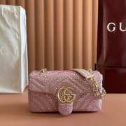 Uubags Gucci GG Marmont crystals small bag light pink matelassé chevron nubuck leather with crystals 22x12.5x6cm - 1