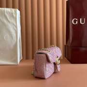 Uubags Gucci GG Marmont crystals small bag light pink matelassé chevron nubuck leather with crystals 22x12.5x6cm - 6