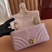 Uubags Gucci GG Marmont crystals small bag light pink matelassé chevron nubuck leather with crystals 22x12.5x6cm - 5